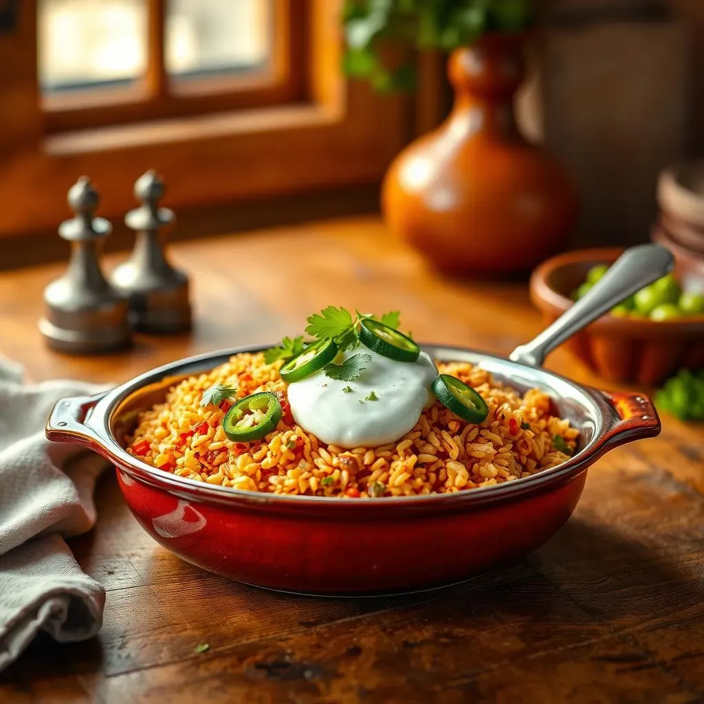 Serving Suggestions for Mexican Rice with Sour Cream and Green Chilies